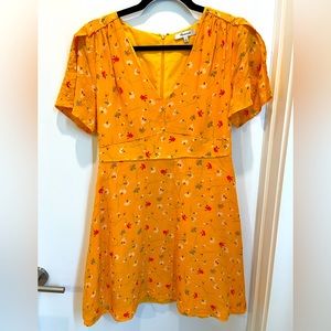 Madewell 100% silk yellow floral sundress. size 6.